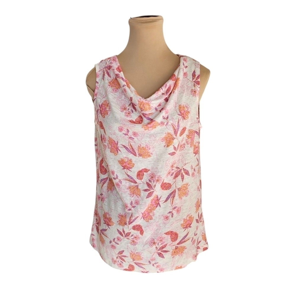 Haute Hippie Cream Pink Floral Relaxed Blouse Sz M
